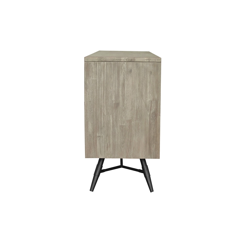 Armen Living Bridges Acacia Wood Sideboard Buffet Cabinet in Natural/Gray