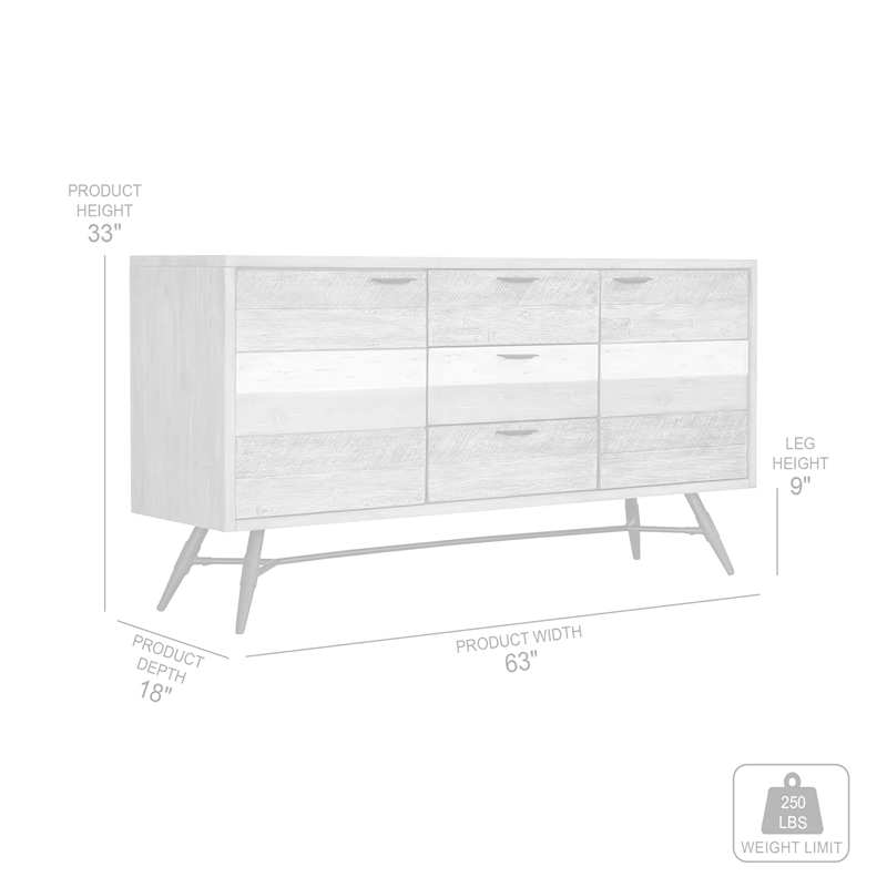 Armen Living Bridges Acacia Wood Sideboard Buffet Cabinet in Natural/Gray