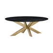 Armen Living Lombard Oval Modern Wood Coffee Table in Black/Brushed Oak