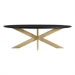 Armen Living Lombard Oval Modern Wood Coffee Table in Black/Brushed Oak