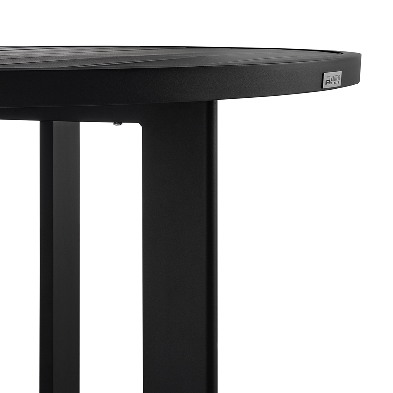 Armen Living Grand Round Modern Aluminum Patio Dining Table in Black