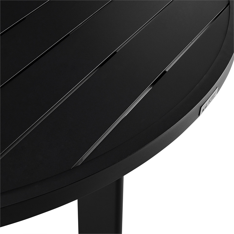 Armen Living Grand Round Modern Aluminum Patio Dining Table in Black