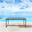 Armen Living Royal Outdoor Aluminum Dining Table with Stone Top in Black/Gray