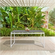 Armen Living Royal Outdoor Aluminum Dining Table with Stone Top in White/Gray