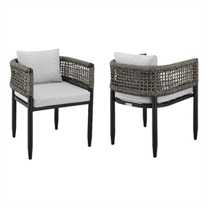 Armen Living Felicia 19&quot Fabric Outdoor Dining Chair in Light Gray (Set of 2)