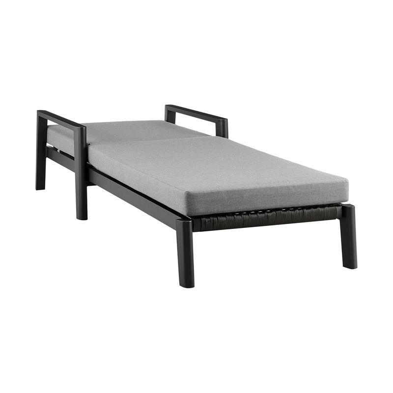 Armen Living Grand Adjustable Outdoor Fabric Chaise Lounge Chair in Gray/Black