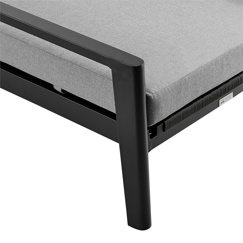 Armen Living Grand Adjustable Outdoor Fabric Chaise Lounge Chair in Gray/Black