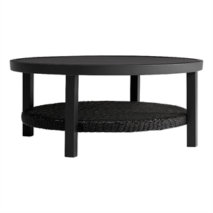 Armen Living Grand Round Aluminum Outdoor Conversation Table in Black