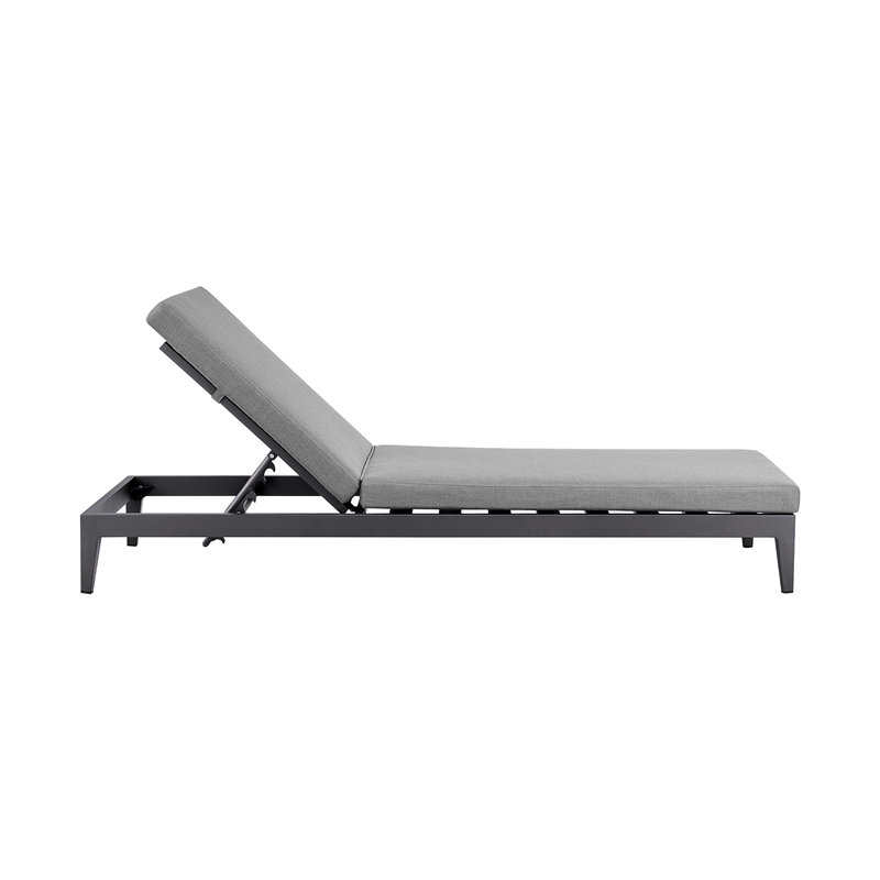 Armen Living Argiope Adjustable Fabric/Aluminum Chaise Lounge Chair in Dark Gray