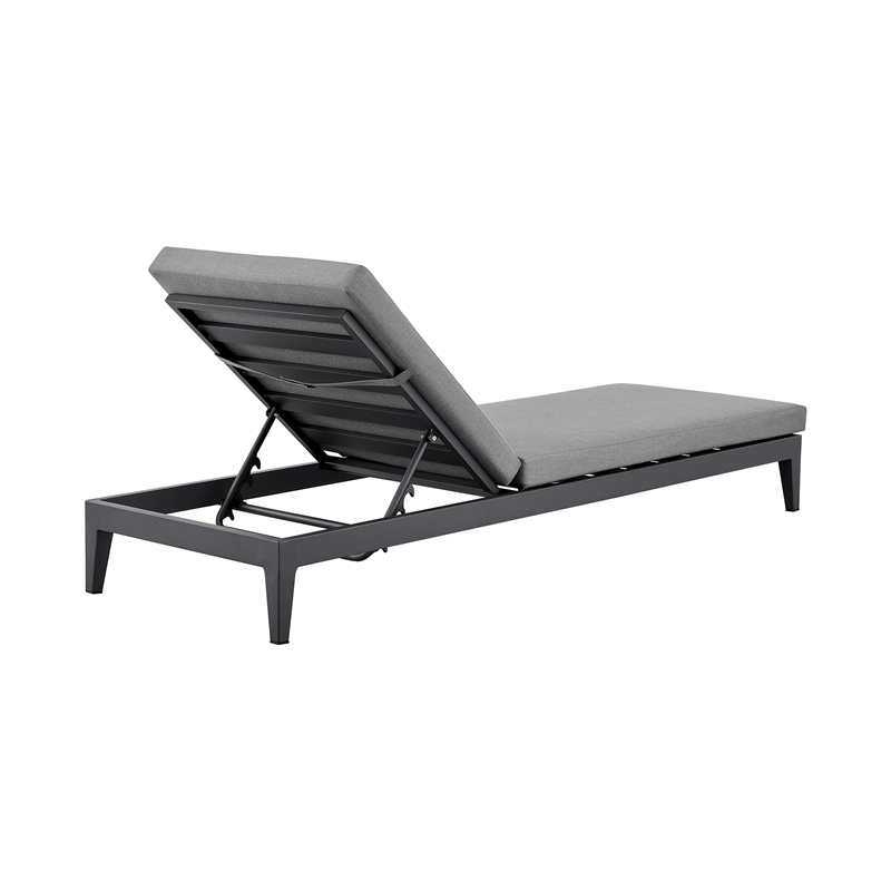 Armen Living Argiope Adjustable Fabric/Aluminum Chaise Lounge Chair in Dark Gray
