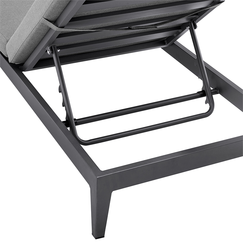 Armen Living Argiope Adjustable Fabric/Aluminum Chaise Lounge Chair in Dark Gray