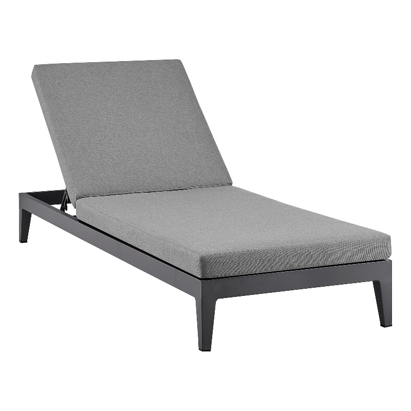 Armen Living Argiope Adjustable Fabric/Aluminum Chaise Lounge Chair in Dark Gray