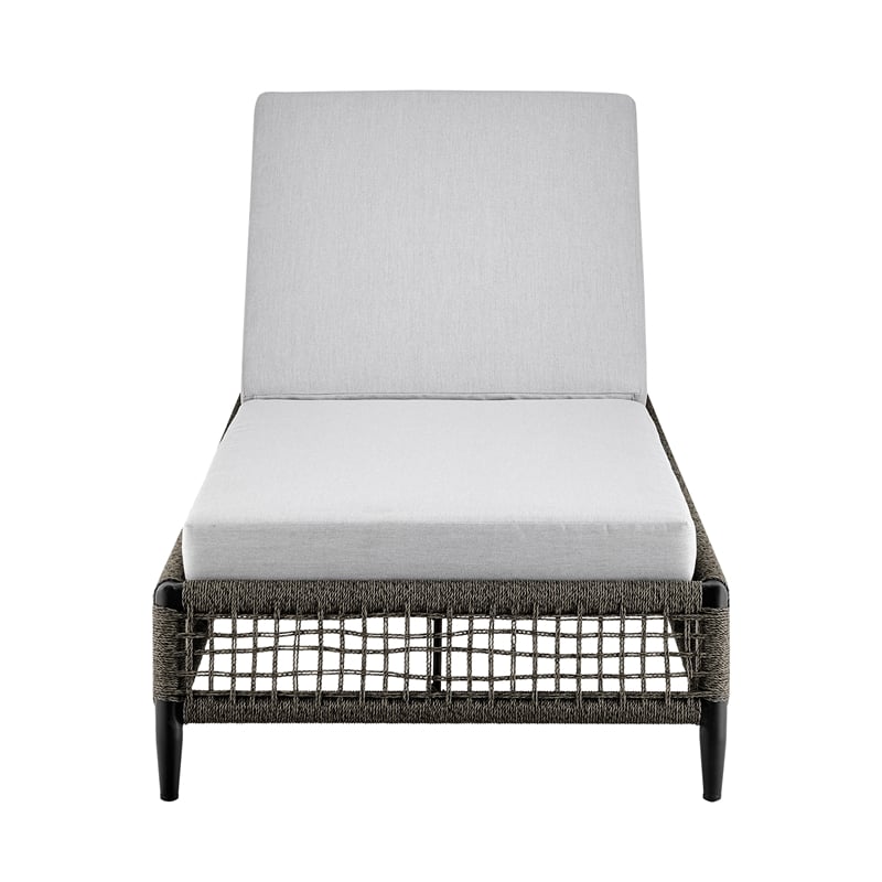 Armen Living Felicia Adjustable Fabric Outdoor Chaise Lounge Chair in Light Gray