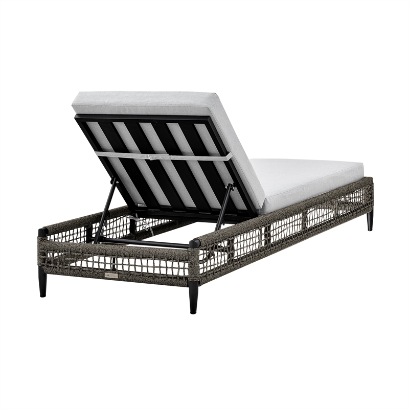 Armen Living Felicia Adjustable Fabric Outdoor Chaise Lounge Chair in Light Gray