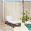 Armen Living Felicia Adjustable Fabric Outdoor Chaise Lounge Chair in Light Gray