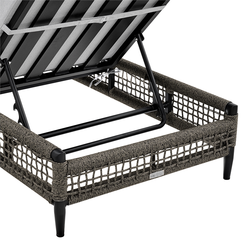 Armen Living Felicia Adjustable Fabric Outdoor Chaise Lounge Chair in Light Gray