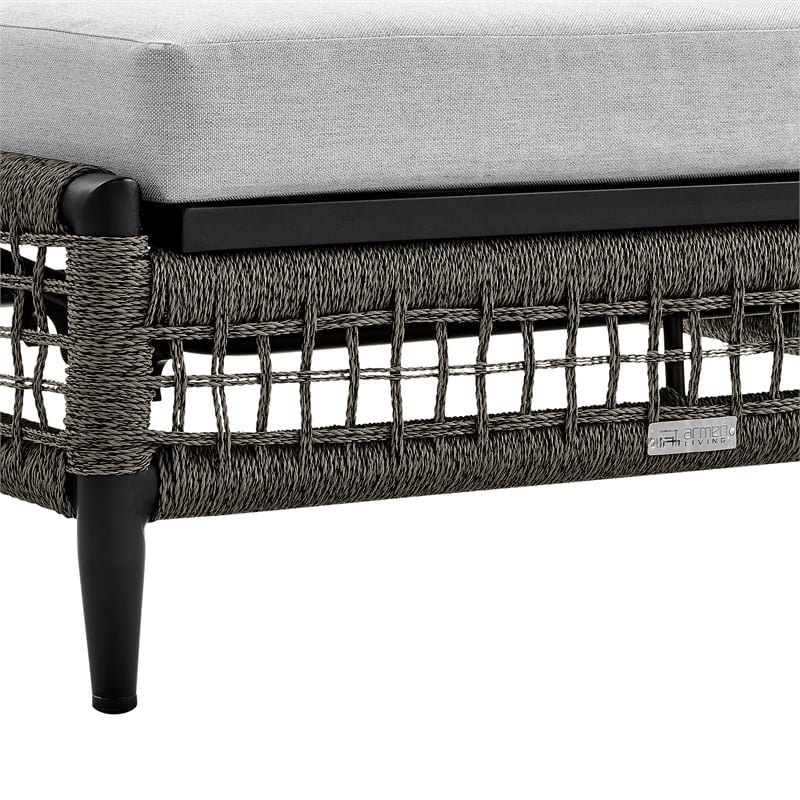 Armen Living Felicia Adjustable Fabric Outdoor Chaise Lounge Chair in Light Gray