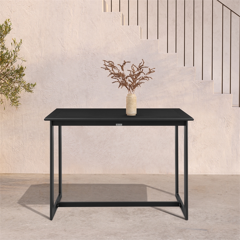 Armen Living Grand Aluminum Outdoor Bar Height Dining Table in Black