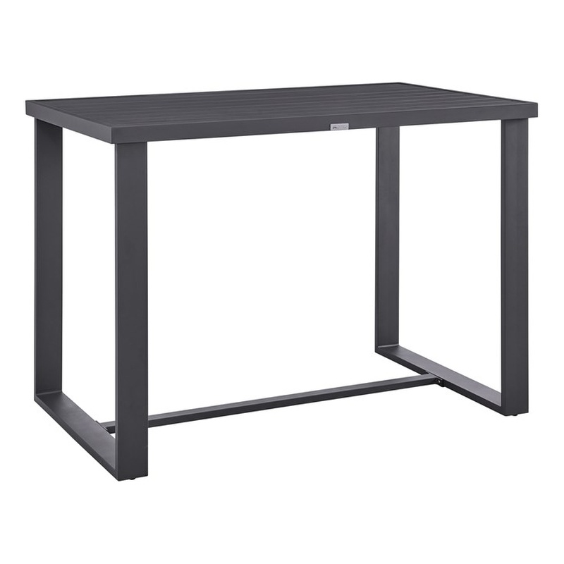 Armen Living Argiope Aluminum Outdoor Bar Height Dining Table in Dark Gray