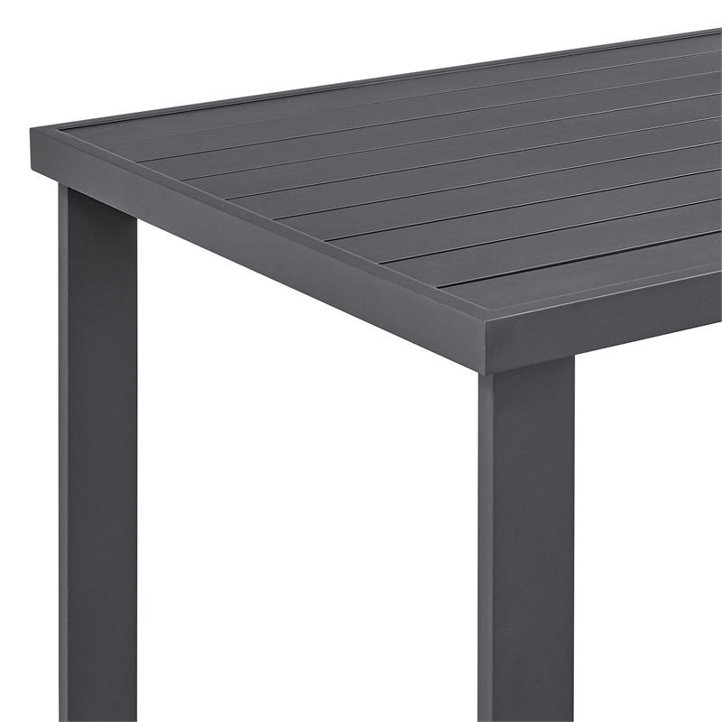 Armen Living Argiope Aluminum Outdoor Bar Height Dining Table in Dark Gray