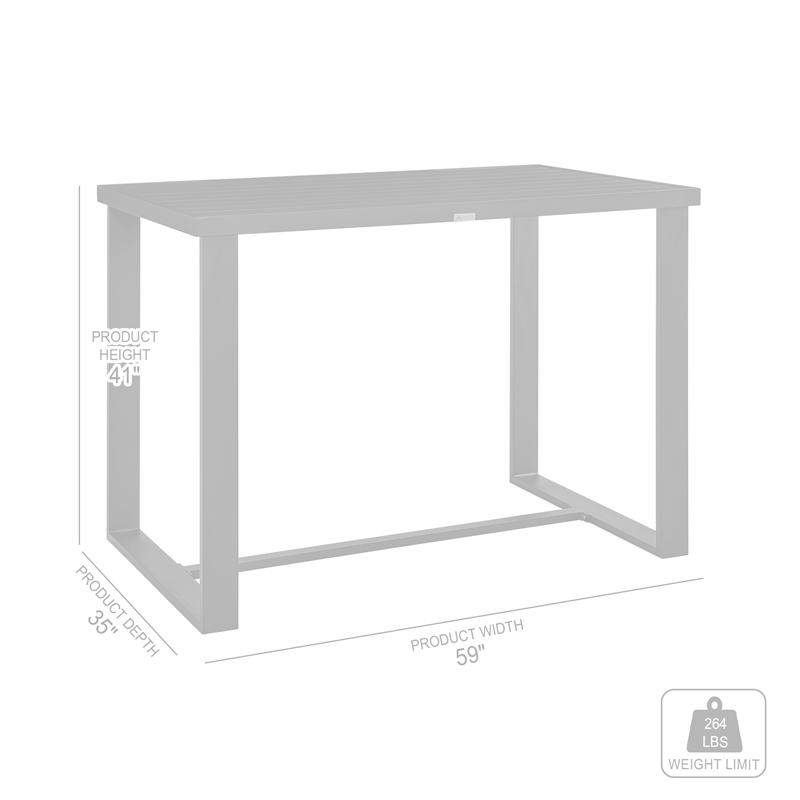 Armen Living Felicia Modern Aluminum Patio Bar Dining Table in Black