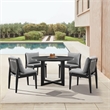 Armen Living Grand 5-Piece Round Modern Aluminum Dining Table Set in Black/Gray