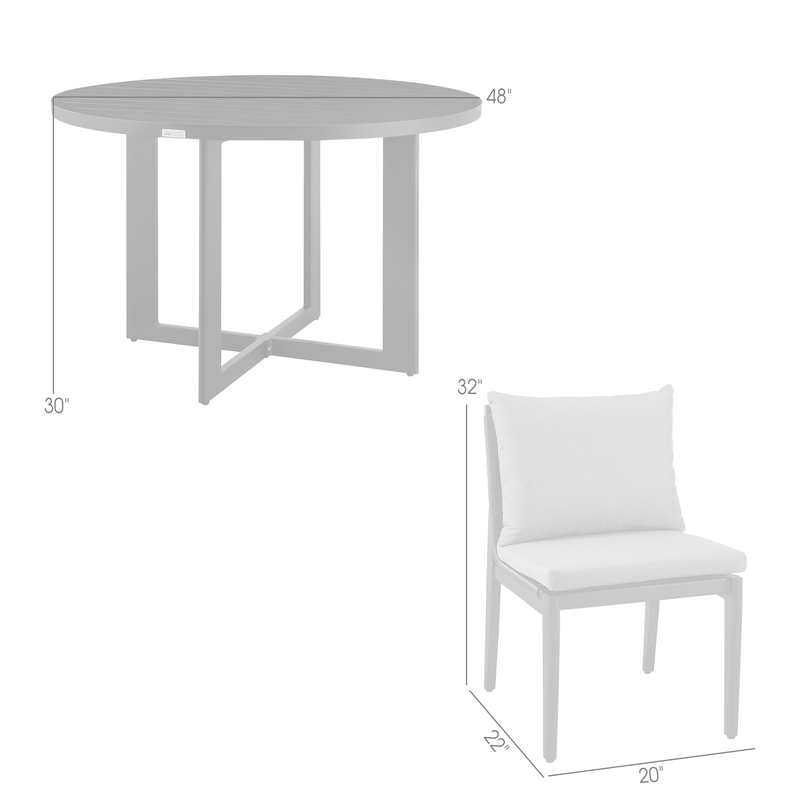 Armen Living Grand 5-Piece Round Modern Aluminum Dining Table Set in Black/Gray
