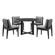 Armen Living Grand 5-Piece Round Modern Aluminum Dining Table Set in Black/Gray