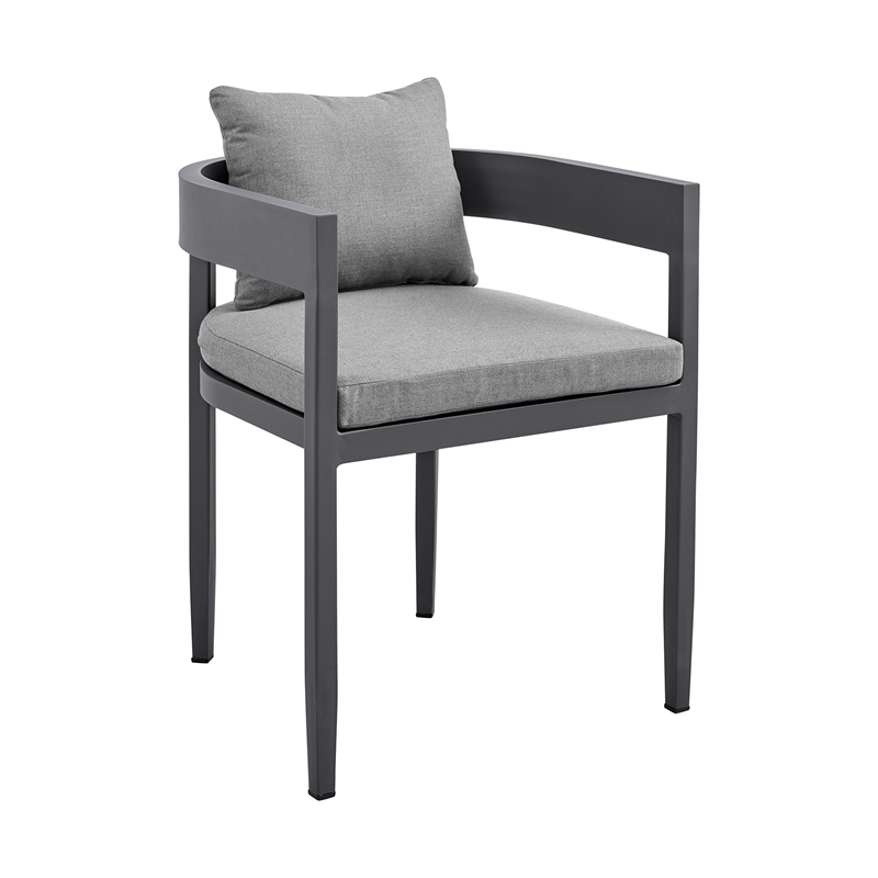 Armen Living Argiope 7-Piece Outdoor Aluminum Dining Table Set in Black/Gray