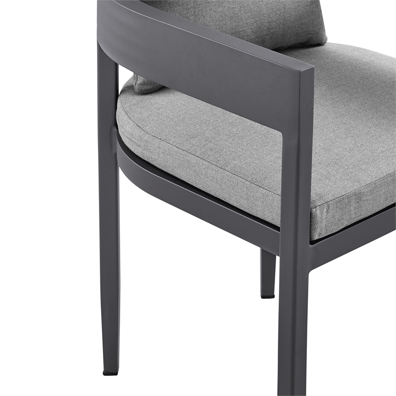Armen Living Argiope 7-Piece Outdoor Aluminum Dining Table Set in Black/Gray