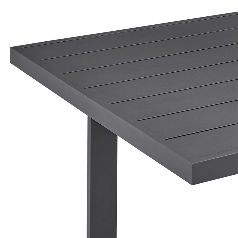 Armen Living Argiope 7-Piece Outdoor Aluminum Dining Table Set in Black/Gray