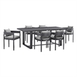 Armen Living Argiope 7-Piece Outdoor Aluminum Dining Table Set in Black/Gray