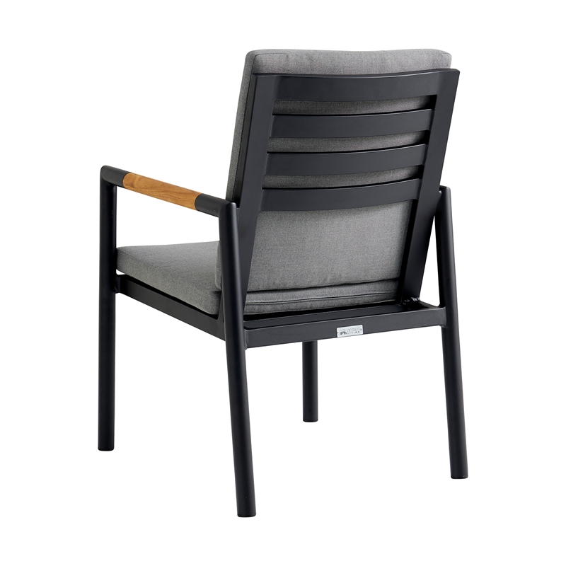 Armen Living Royal 7-Piece Outdoor Modern Aluminum Dining Set in Black/Dark Gray