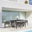 Armen Living Felicia 7-Piece Outdoor Aluminum Dining Table Set in Black/Gray