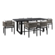 Armen Living Felicia 7-Piece Outdoor Aluminum Dining Table Set in Black/Gray