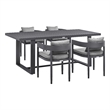 Armen Living Argiope 5-Piece Aluminum Outdoor Dining Table Set in Black/Gray