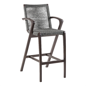 Armen Living Nabila 30&quot Outdoor Wood & Rope Bar Stool in Gray/Brown