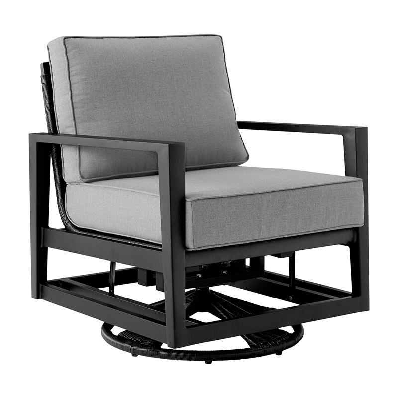 Armen Living Grand 5-Piece Aluminum Outdoor Seating Set in Black/Dark Gray