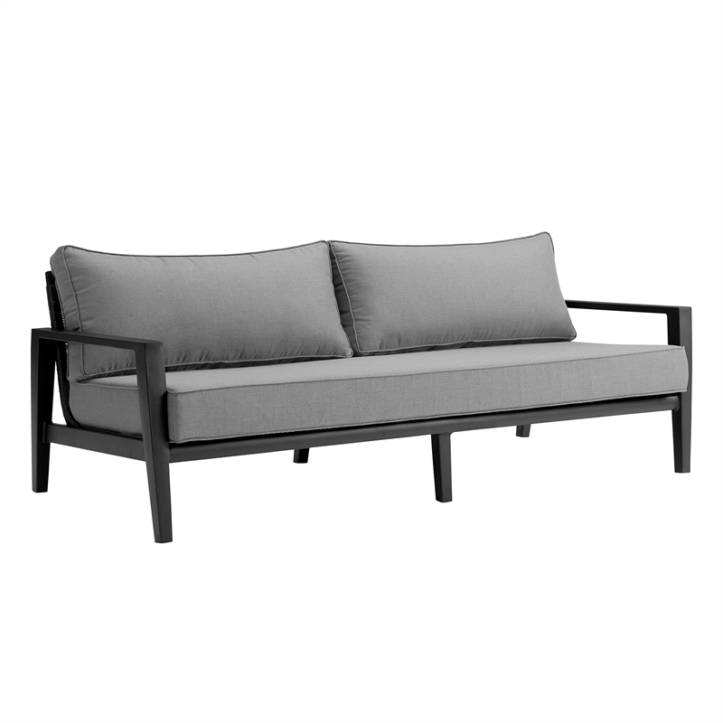Armen Living Grand 4-Piece Aluminum Outdoor Seating Set in Black/Gray