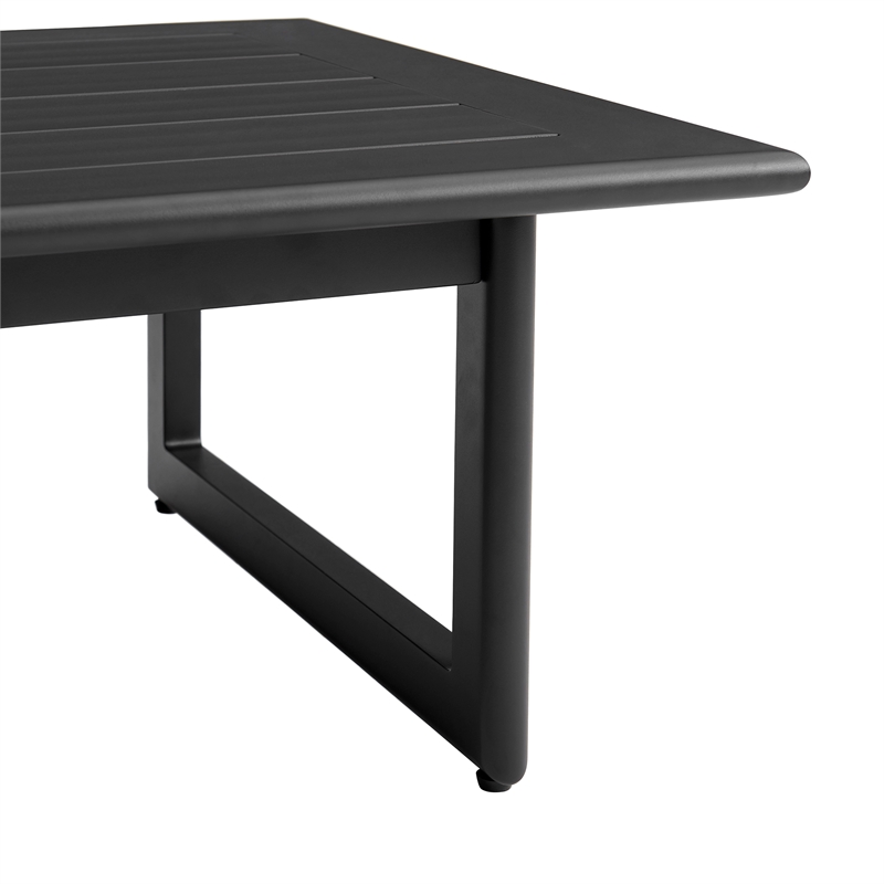 Armen Living Grand 4-Piece Aluminum Outdoor Seating Set in Black/Gray