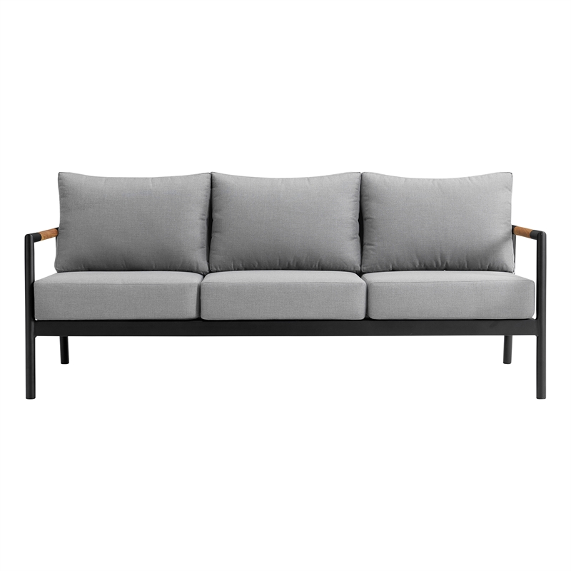 Armen Living Royal 4-Piece Aluminum Outdoor Seating Set in Black/Dark Gray