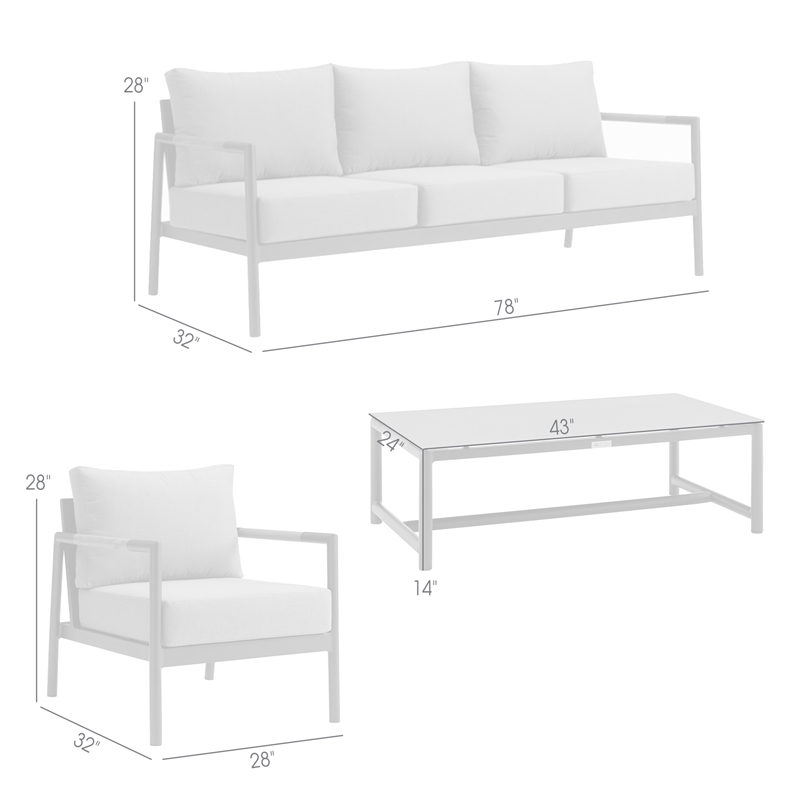 Armen Living Royal 4-Piece Aluminum Outdoor Seating Set in Black/Dark Gray