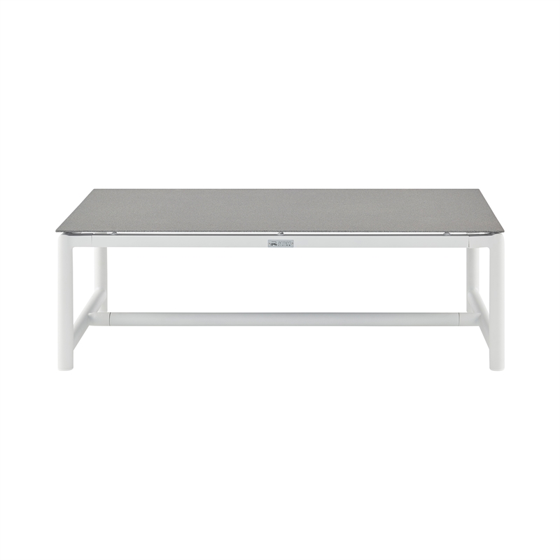 Armen Living Royal 4PC Outdoor Fabric & Aluminum Seating Set in White/Light Gray