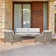 Armen Living Silvana 4-Piece Outdoor Fabric/Aluminum Conversation Set in Gray
