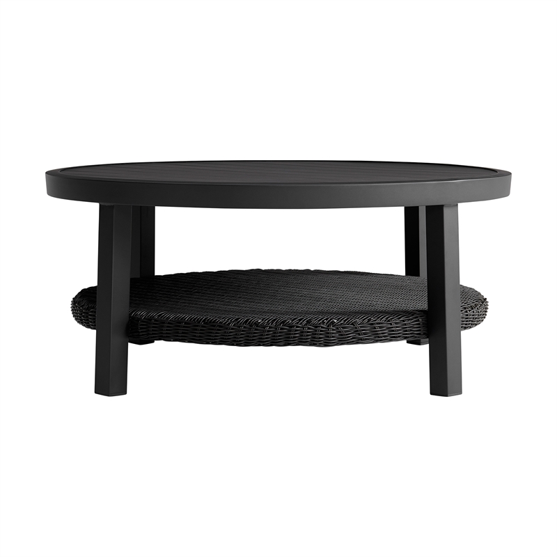 Armen Living Grand 3-Piece Aluminum Outdoor Seating Set in Black/Dark Gray