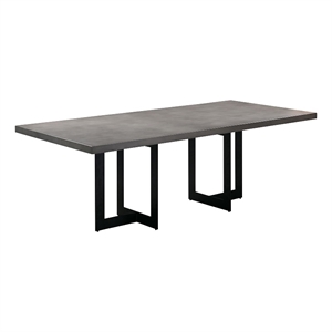Odet Rectangular 87&quot Dining Table in Concrete and Black Metal