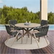 Armen Living Sachi 5-Piece Outdoor Wood/Concrete Dining Set in Light Brown/Gray