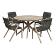 Armen Living Sachi 5-Piece Outdoor Wood/Concrete Dining Set in Light Brown/Gray