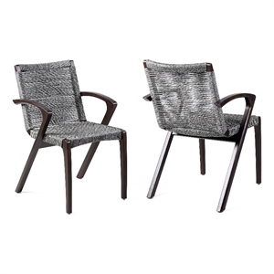 Armen Living Nabila 18&quot Natural Fabric Outdoor Dining Chairs in Gray (Set of 2)