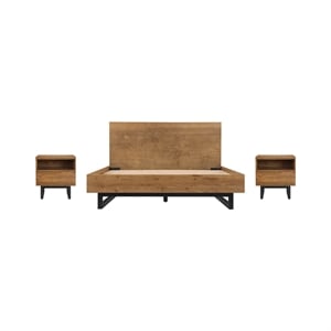 Armen Living Aldo 3-Piece Modern Wood Platform Bedroom Set in Brown/Black
